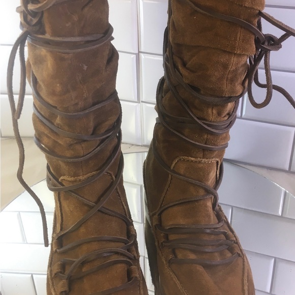 Michael Kors Moccasin Style Calf High Boots Shoes Brown Suede Womens 8 - Picture 3 of 14